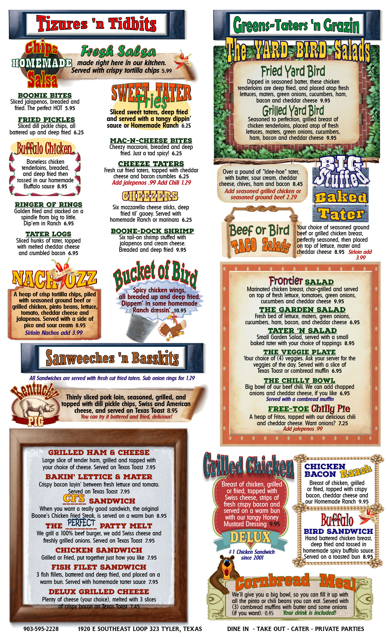 Daniel Boone's Grill & Tavern Menu
