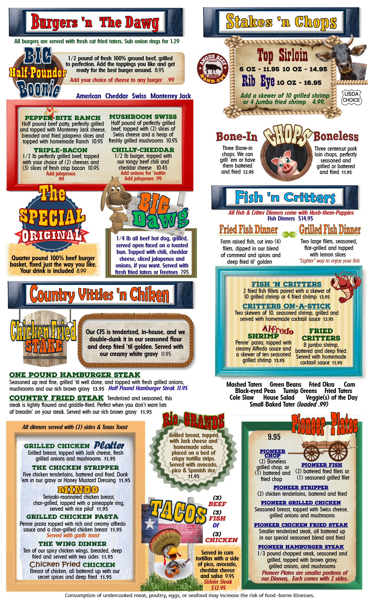 Daniel Boone's Grill & Tavern Menu